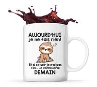 Planetee Tasse humour Aujourd'hui je ne fais rien et je continuerai demain Mug Idée cadeau drôle pour paresseux et paresseuse collègue de travail, ami(e), famille