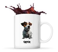 Planetee Tasse Jack Russell style Cartoon Prénom Nom Personnalisable - Mug Café Thé Idée Cadeau Personnalisé Homme Femme Original pour Propriétaire de Chiot