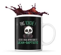Planetee Tasse jean-baptiste Pas Touche Panda | Mug Prénom Cadeau Anniversaire Humour