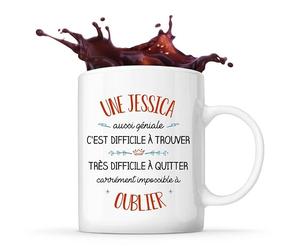Planetee Tasse Jessica aussi géniale | Idée Mug Cadeau Prénom Surnom Nom de Famille Anniversaire Noël