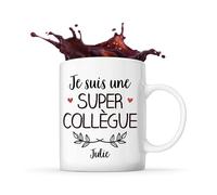 Planetee Tasse Julie Une Super Collègue | Idée Mug Cadeau Prénom Nom de Famille Travail Métier Départ Retraite Collègue