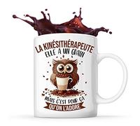 Planetee Tasse La Kinésithérapeute Chouette Café | Idée Mug Cadeau Travail Métier Humour Collègue Femme Anniversaire Noël