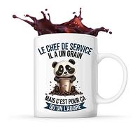 Planetee Tasse Le Chef de service Panda Café | Idée Mug Cadeau Travail Métier Humour Collègue Homme Anniversaire Noël
