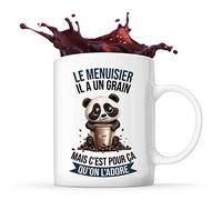 Planetee Tasse Le Menuisier Panda Café | Idée Mug Cadeau Travail Métier Humour Collègue Homme Anniversaire Noël