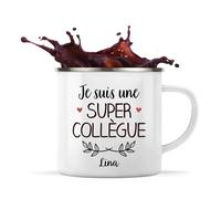 Planetee Tasse Lina Une Super Collègue Femme 360 ml | Mug Émaillé Métallique | Idée Cadeau Prénom Surnom Nom de Famille Humour Collègue Travail Métier Départ Retraite