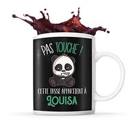 Planetee Tasse Louisa Pas Touche Panda | Mug Prénom Cadeau Anniversaire Humour