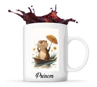 Planetee Tasse Loutre Prénom Personnalisable Dessin Animé Loutre Illustré Style Fantaisiste, Apportant une Vibe Joyeuse et Ludique. | Mug Original Customisable
