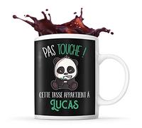 Planetee Tasse Lucas Pas Touche Panda | Mug Prénom Cadeau Anniversaire Humour