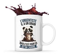 Planetee Tasse L'Urgentiste Panda Café | Idée Mug Cadeau Travail Métier Humour Collègue Homme Anniversaire Noël