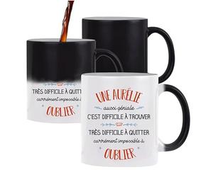 Planetee Tasse Magique Aurélie | Mug qui change couleur avec la chaleur | Idée Cadeau Prénom Surnom Nom de Famille Humour Collègue Travail Anniversaire Noël
