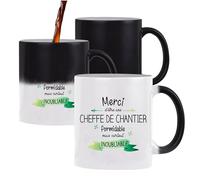 Planetee Tasse Magique Cheffe de chantier Inoubliable Femme | Mug qui change couleur avec la chaleur | Idée Cadeau Collègue Travail Retraite