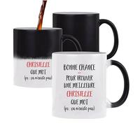 Planetee Tasse Magique Christelle ça n'existe pas | Mug qui change couleur avec la chaleur | Idée Cadeau Travail Métier Départ Retraite Collègue Anniversaire Noël