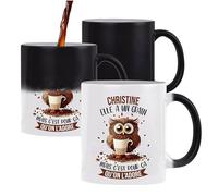 Planetee Tasse Magique Christine Chouette Café | Mug qui change couleur avec la chaleur | Idée Cadeau Humour Collègue Travail Famille Anniversaire Noël