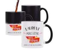 Planetee Tasse Magique Laurent génial sans faire exprès | Mug qui change couleur avec la chaleur | Idée Cadeau Humour Collègue Travail Famille Anniversaire Noël