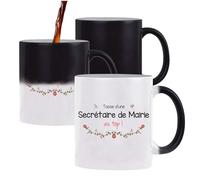 Planetee Tasse Magique Secrétaire de Mairie au Top Femme | Mug qui change couleur avec la chaleur | Idée Cadeau Collègue Travail Retraite