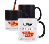 Planetee Tasse Magique Sophie géniale sans faire exprès | Mug qui change couleur avec la chaleur | Idée Cadeau Humour Collègue Travail Famille Anniversaire Noël