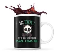 Planetee Tasse Marie-Christine Pas Touche Panda | Mug Prénom Cadeau Anniversaire Humour