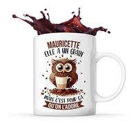 Planetee Tasse Mauricette Chouette Café | Idée Mug Cadeau Travail Métier Humour Collègue Femme Anniversaire Noël