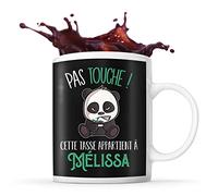 Planetee Tasse Mélissa Pas Touche Panda | Mug Prénom Cadeau Anniversaire Humour