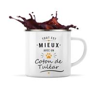 Planetee Tasse métallique Mieux avec un Coton de Tuléar Cadeau Propriétaire de Chat