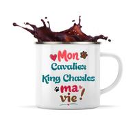 Planetee Tasse métallique Mon Cavalier King Charles ma vie Cadeau Propriétaire de Chat
