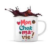 Planetee Tasse métallique Mon Chat ma vie Cadeau Propriétaire de Chat