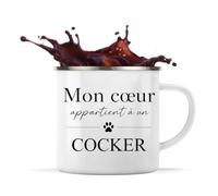 Planetee Tasse métallique Mon coeur Cocker Cadeau Vanlife Propriétaire de Chien