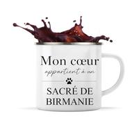 Planetee Tasse métallique Mon coeur Sacré de Birmanie Cadeau Propriétaire de Chat