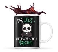 Planetee Tasse Michel Pas Touche Panda | Mug Prénom Cadeau Anniversaire Humour