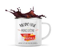 Planetee Tasse Morgane géniale sans faire exprès 360 ml | Mug Émaillé Métallique | Idée Cadeau Humour Collègue Travail Famille Anniversaire Noël