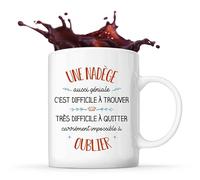 Planetee Tasse Nadège aussi géniale | Idée Mug Cadeau Prénom Surnom Nom de Famille Anniversaire Noël