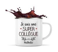 Planetee Tasse Nathalie Une Super Collègue Femme 360 ml | Mug Émaillé Métallique | Idée Cadeau Prénom Surnom Nom de Famille Humour Collègue Travail Métier Départ Retraite