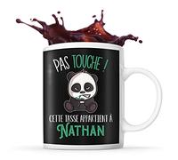 Planetee Tasse Nathan Pas Touche Panda | Mug Prénom Cadeau Anniversaire Humour
