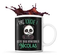 Planetee Tasse Nicolas Pas Touche Panda | Mug Prénom Cadeau Anniversaire Humour