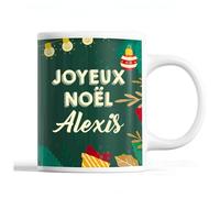Planetee Tasse Noël Alexis | Mug prénom homme Idée Cadeau de Noël original Vert