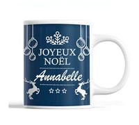 Planetee Tasse Noël Annabelle | Mug prénom femme Idée Cadeau de Noël original Bleu