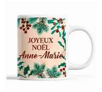Planetee Tasse Noël Anne-Marie | Mug prénom femme Idée Cadeau de Noël original Beige