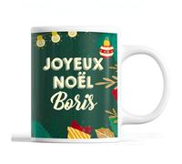 Planetee Tasse Noël Boris | Mug prénom homme Idée Cadeau de Noël original Vert