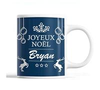 Planetee Tasse Noël Bryan | Mug prénom homme Idée Cadeau de Noël original Bleu