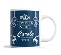 Planetee Tasse Noël Carole | Mug prénom femme Idée Cadeau de Noël original Bleu