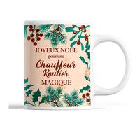 Planetee Tasse Noël Chauffeur Routier | Mug femme Idée Cadeau de Noël original famille collègue Beige