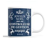 Planetee Tasse Noël Contrôleuse de Gestion | Mug femme Idée Cadeau de Noël original famille collègue Bleu