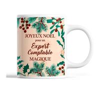Planetee Tasse Noël Expert Comptable | Mug homme Idée Cadeau de Noël original famille collègue Beige