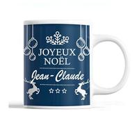 Planetee Tasse Noël Jean-Claude | Mug prénom homme Idée Cadeau de Noël original Bleu