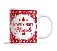 Planetee Tasse Noël Magali | Mug prénom femme Idée Cadeau de Noël original Rouge