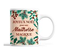 Planetee Tasse Noël Maitresse | Mug femme Idée Cadeau de Noël original famille collègue Beige