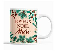 Planetee Tasse Noël Marc | Mug prénom homme Idée Cadeau de Noël original Beige