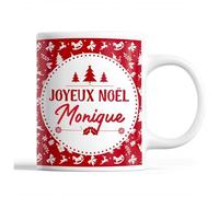 Planetee Tasse Noël Monique | Mug prénom femme Idée Cadeau de Noël original Rouge