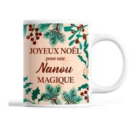 Planetee Tasse Noël Nanou | Mug femme Idée Cadeau de Noël original famille collègue Beige