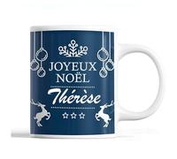 Planetee Tasse Noël Thérèse | Mug prénom femme Idée Cadeau de Noël original Bleu